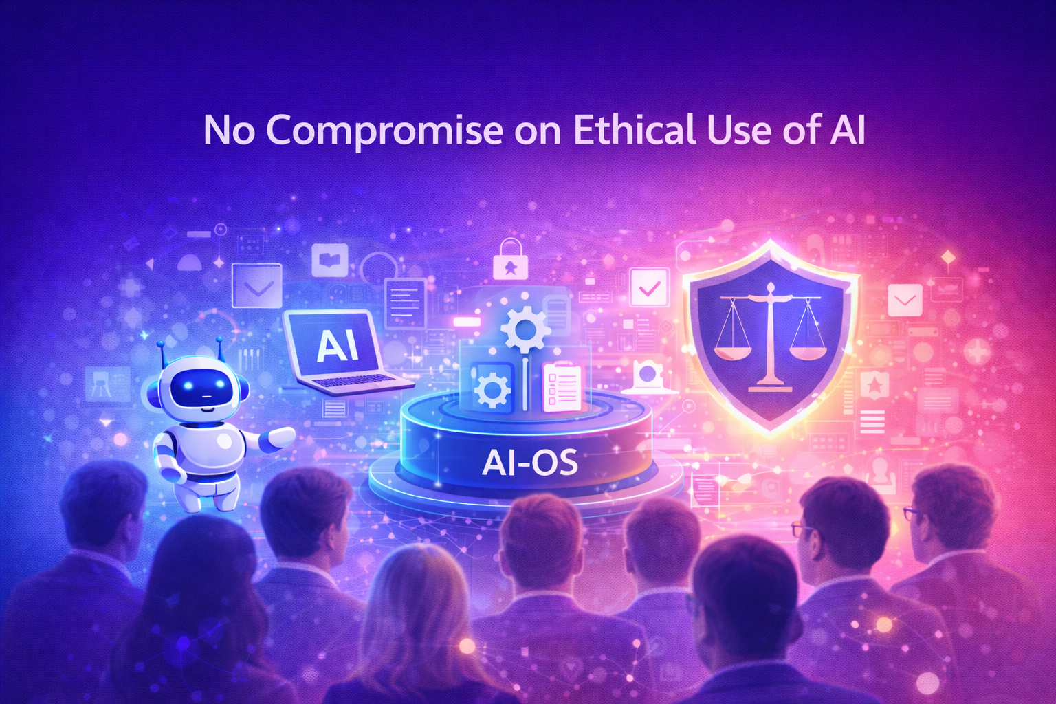 CEO discussing AI operations in a modern office