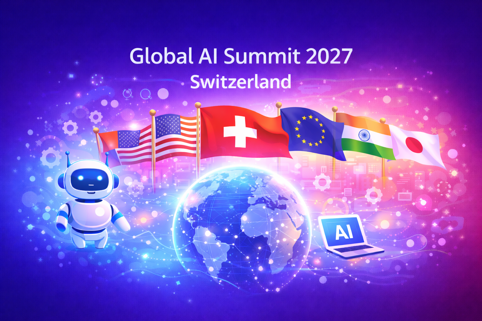 Global AI Summit 2027 event poster showcasing AIOps innovations